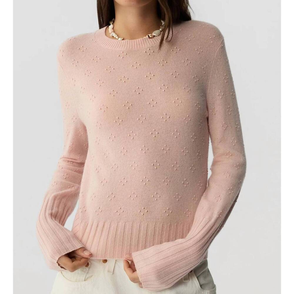 NEW GUEST IN RESIDENCE compass shrunken crew sweater in powder pink